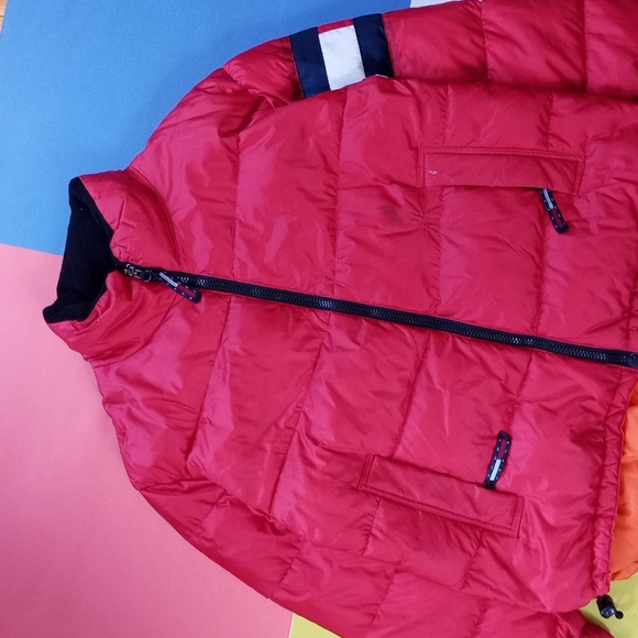 Vintage 90s Tommy Hilfiger Goose Down Puffer Jacket RED - Picture 2 of 14